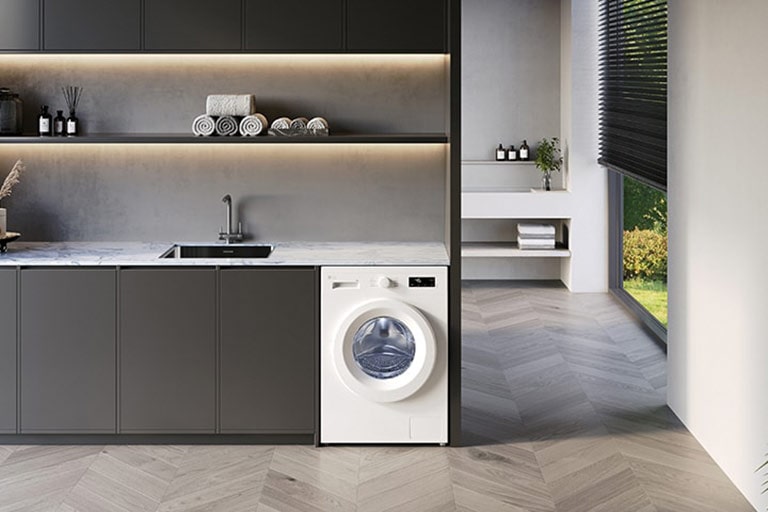 La coupe intérieure de la machine à laver est affichée