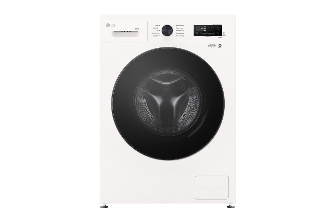 LG 8/5kg Lave-linge séchant Blanc | 6 motion DD™ | Steam™ | ThinQ™, Front view, W4X1085NWB