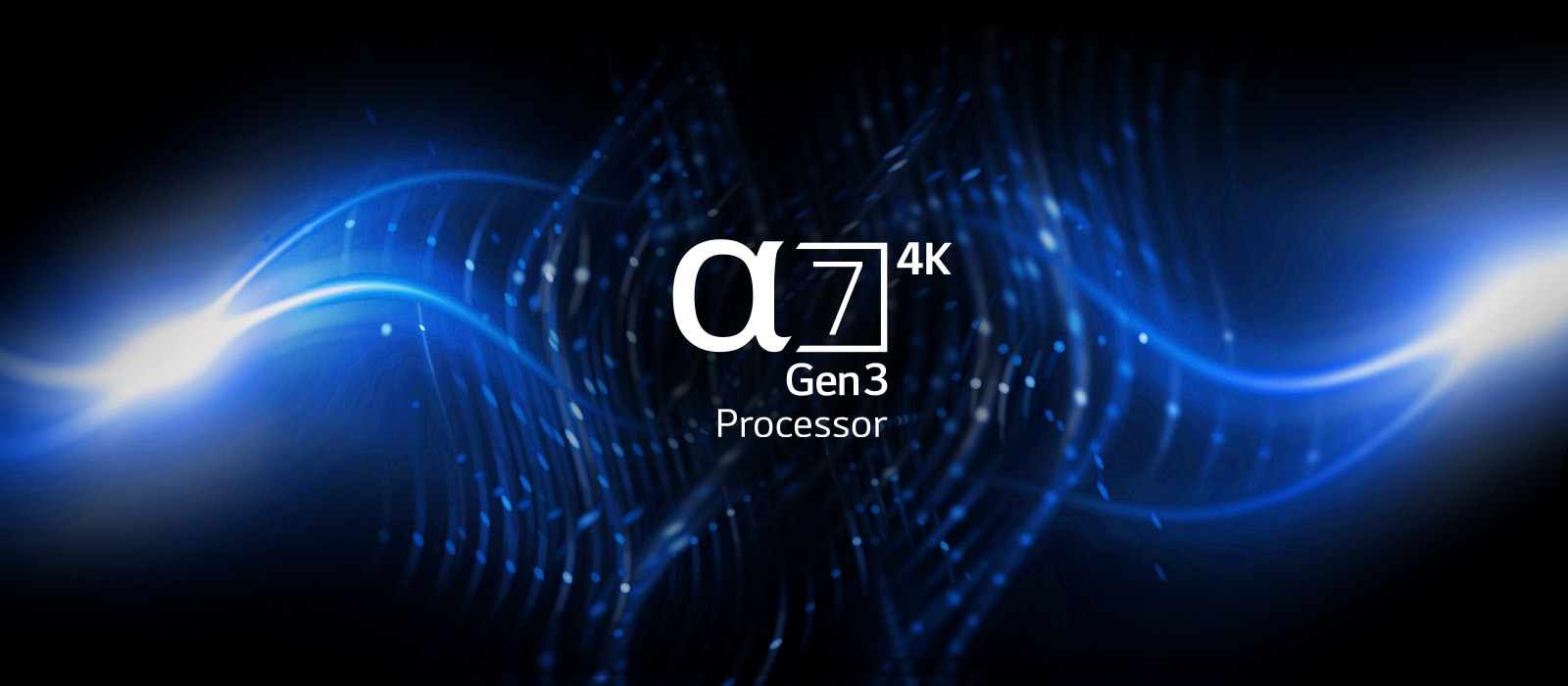 Logo Alpha 7 3e génération sur fond bleu et noir