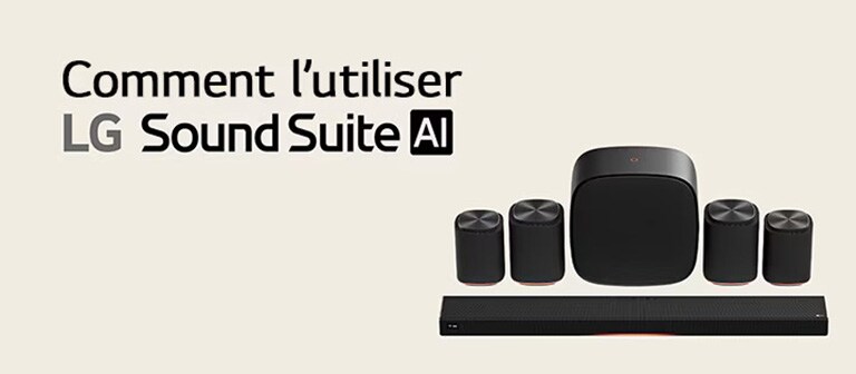 Jeu d’enceintes home cinéma LG Sound Suite équipé d’une barre de son H7, d’une paire d’enceintes M7, d’une autre paire d’enceintes M5 et d’un caisson de basses W7.