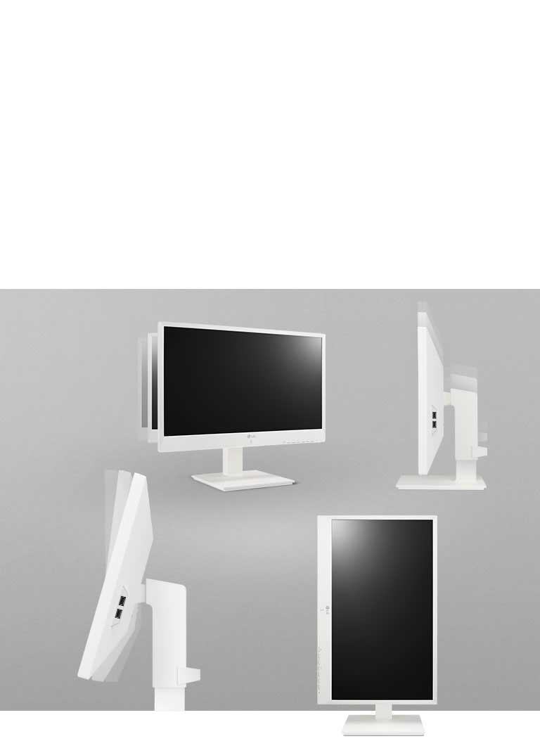 le moniteur présente un design ergonomique prenant en charge les options d’inclinaison, de rotation, de pivot et de réglage de hauteur