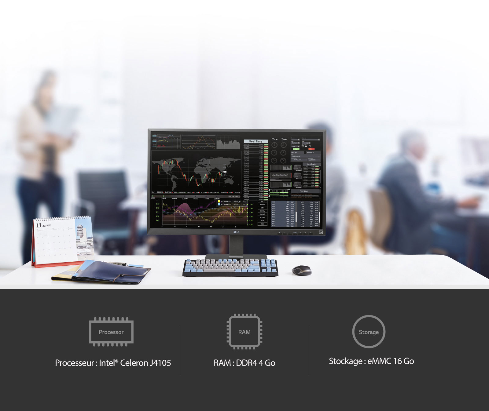 Des performances plus puissantes grâce au processeur (Intel® Celeron J4105), à la RAM (DDR4 4 Go) et au stockage (eMMC 16 Go).