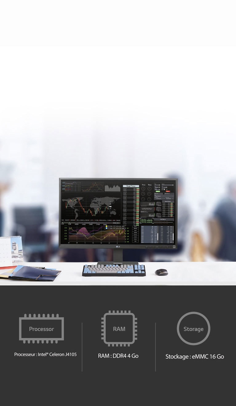 Des performances plus puissantes grâce au processeur (Intel® Celeron J4105), à la RAM (DDR4 4 Go) et au stockage (eMMC 16 Go).
