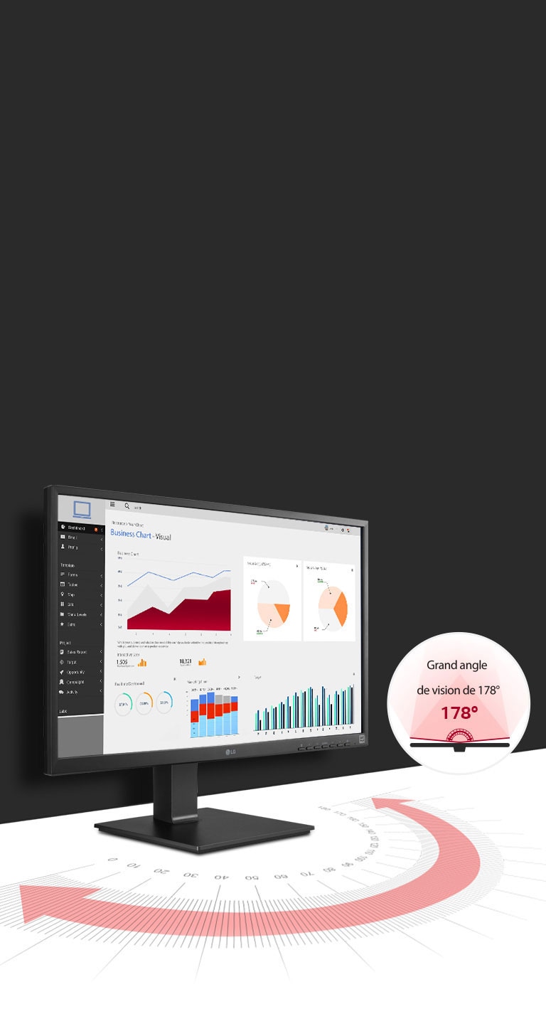 Ce moniteur LG offre un grand angle de vision de 178° grâce à la dalle IPS.