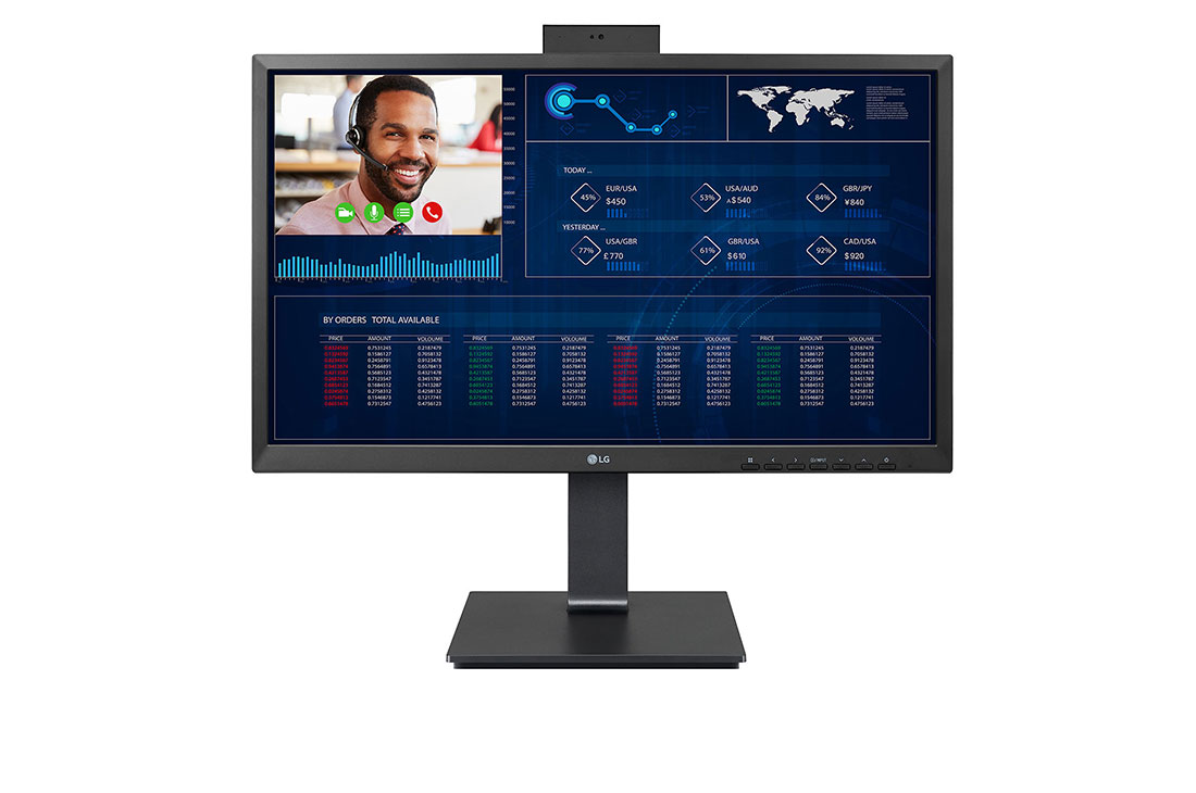 LG Client léger tout-en-un Full HD 23,8 po, Vue avant avec webcam Full HD pousser-tirer, 24CQ651W-BP
