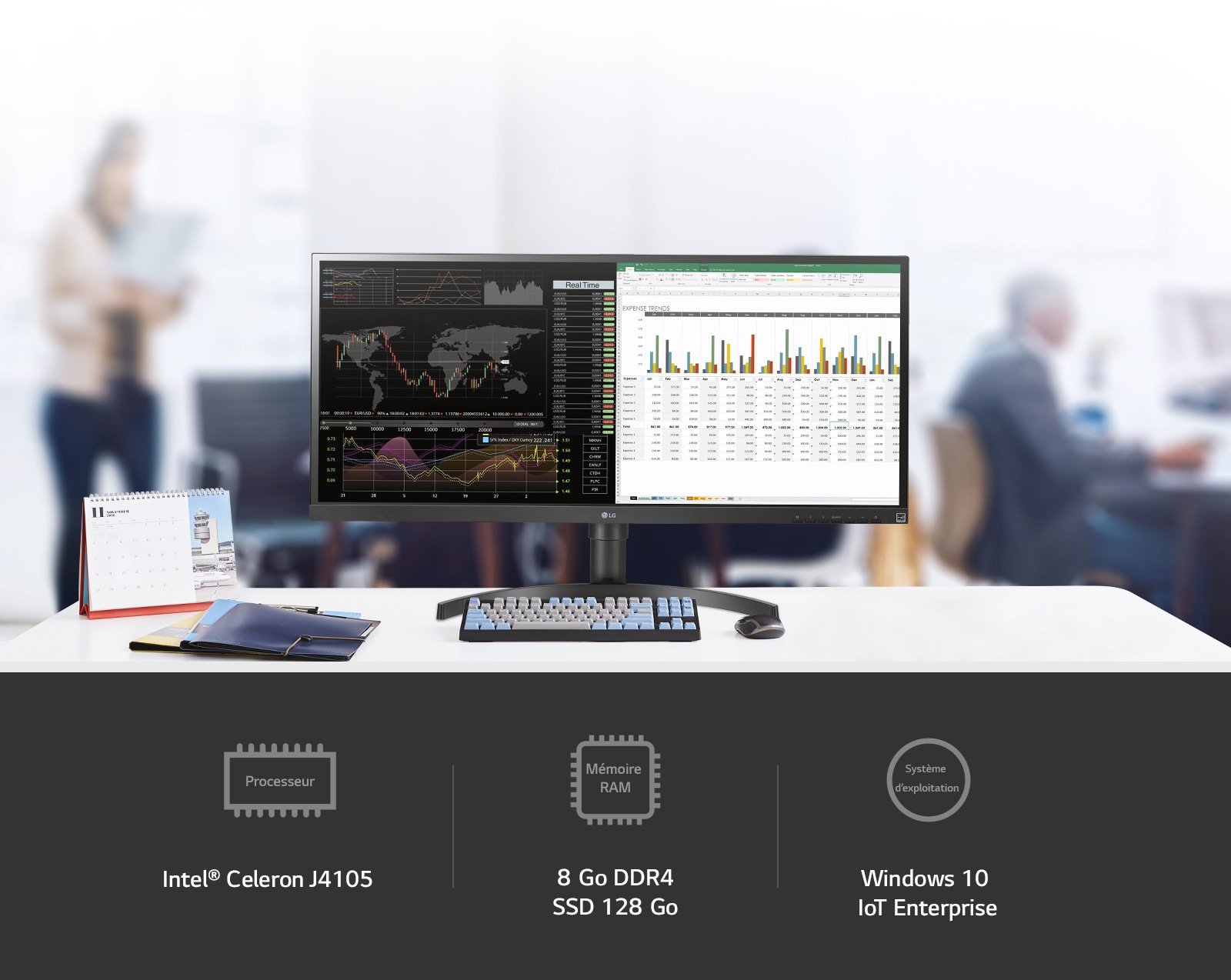 Des performances exceptionnelles grâce au processeur (Intel® Celeron J4105), à la mémoire RAM (8 Go DDR4 / SSD 128 Go) et au système d’exploitation (Windows10 IoT Enterprise)
