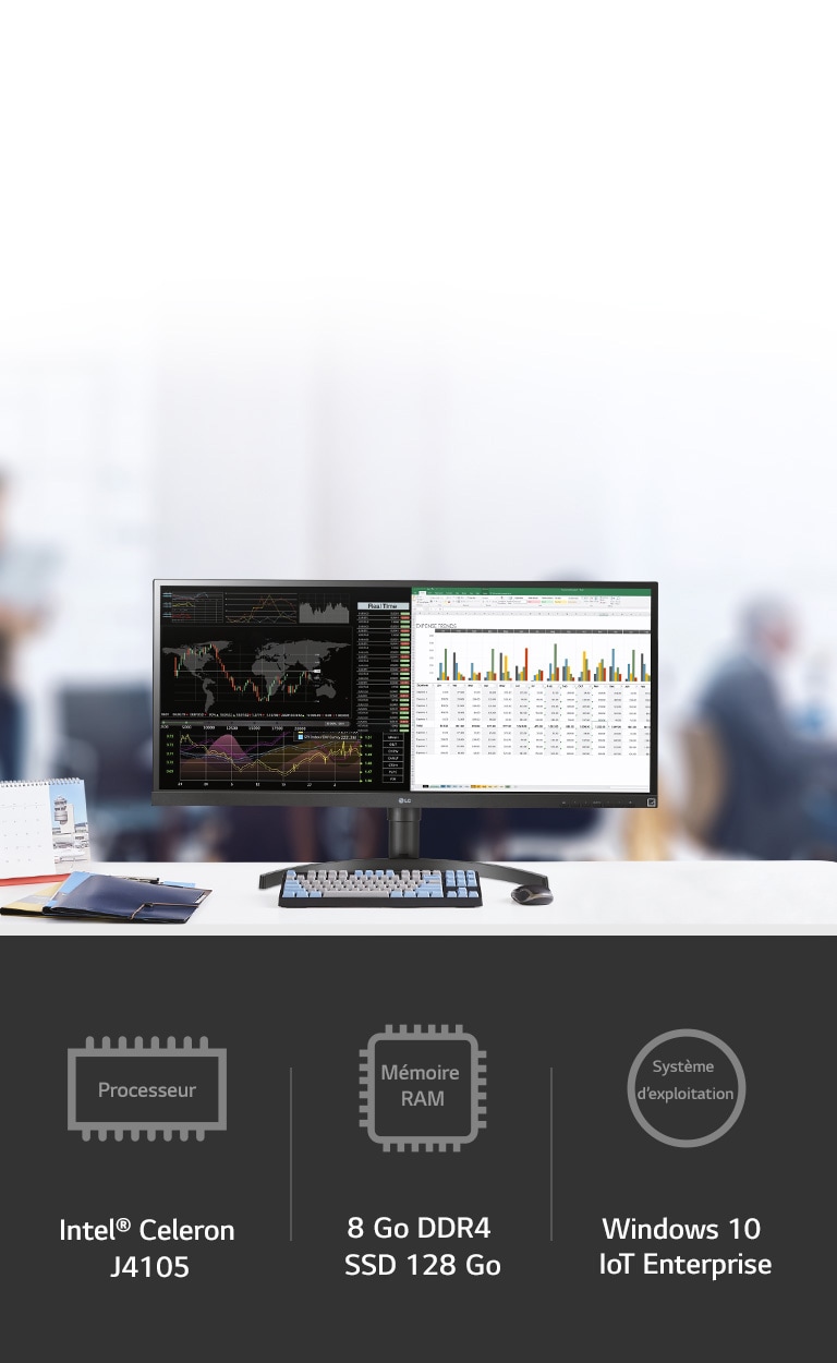 Des performances exceptionnelles grâce au processeur (Intel® Celeron J4105), à la mémoire RAM (8 Go DDR4 / SSD 128 Go) et au système d’exploitation (Windows10 IoT Enterprise)