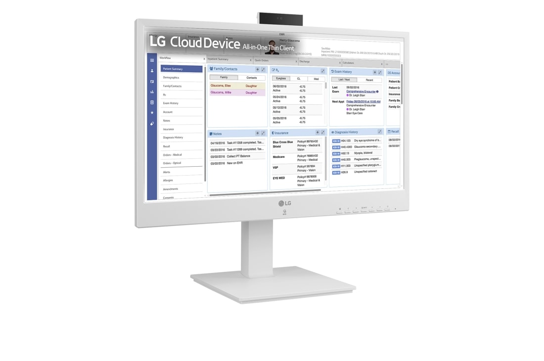 LG 24'' tout-en-un client léger pour les professionnels de la santé avec webcam et haut-parleur, vue latérale à +15 degrés avec webcam Full HD pousser-tirer, 24CR671N-2P, thumbnail 5