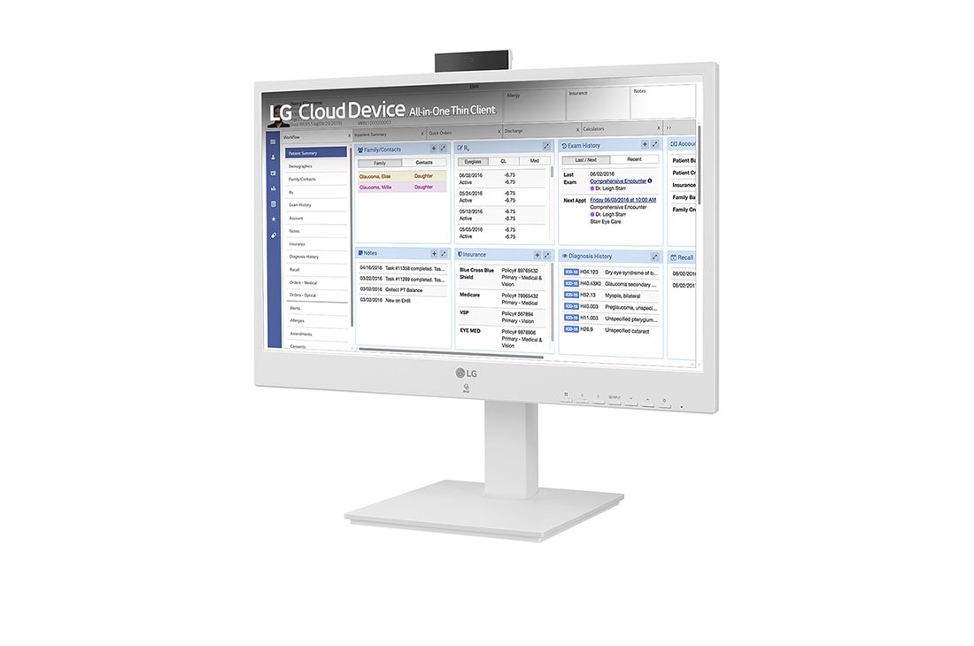 LG 24'' tout-en-un client léger pour les professionnels de la santé avec webcam et haut-parleur, vue latérale à -15 degrés avec webcam Full HD pousser-tirer, 24CR670N-6P, thumbnail 2