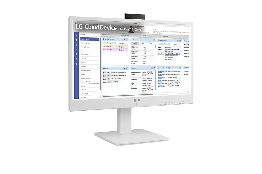 LG 24'' tout-en-un client léger pour les professionnels de la santé avec webcam et haut-parleur, vue latérale à +15 degrés avec webcam Full HD pousser-tirer, 24CR670N-6P, thumbnail 3