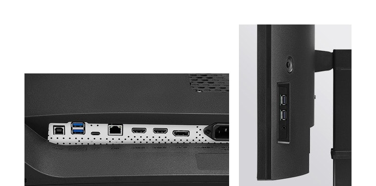 Deze monitor biedt USB Type-C™, DisplayPort, HDMI, RJ45 (Ethernet), USB (1Up/4Down) en een hoofdtelefoonuitgang.