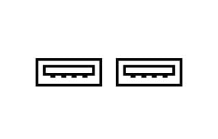 Pictogramme de 2 ports USB.