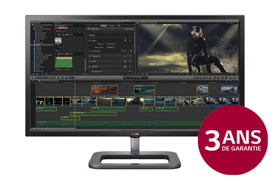 LG 31'' (78cm) | Moniteur LED IPS 4K | Résolution 4096x2160 | tps réponse 5ms | HDMIx2, DisplayPort, Mini DisplayPort, USB 3.0 | Haut-parleurs intégrés | Pied Pivot et Réglable en hauteur, 31MU97-B