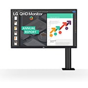 LG Moniteur IPS QHD Ergo de 27&nbsp;pouces avec USB de Type-C™, Vue avant du bras du moniteur à droite, 27QN880-B, thumbnail 1