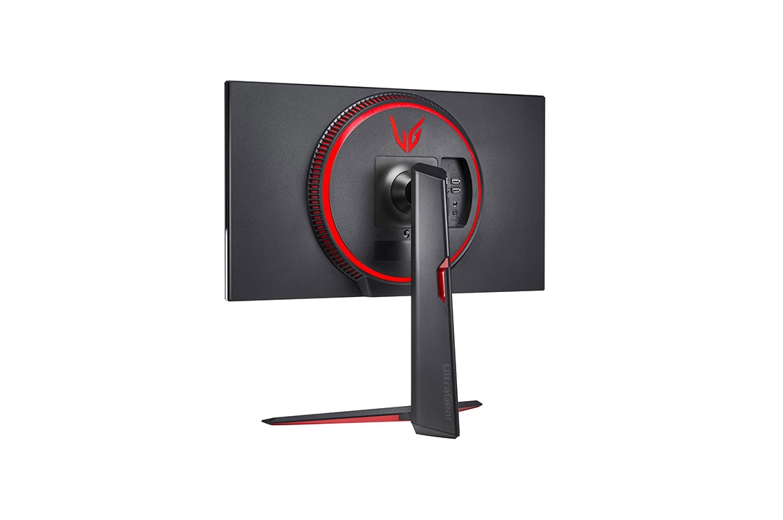 LG Moniteur de jeu 27'' UHD 4K UltraGear™ Nano IPS 1 ms (GtG) avec VESA DSC, Vue arrière en perspective 3 avec Sphere Lighting 2.0 en rouge, 27GN950-B, thumbnail 10