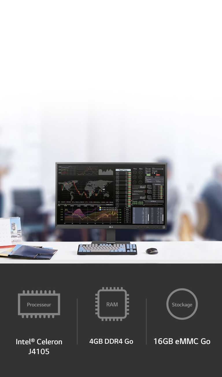 Des performances plus puissantes grâce au processeur (Intel® Celeron J4105), à la RAM (DDR4 4&nbsp;Go) et au stockage (eMMC 16&nbsp;Go).