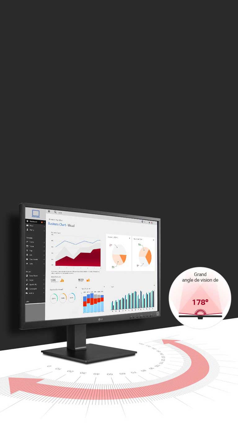 Ce moniteur LG offre un grand angle de vision de 178° grâce à la dalle IPS.