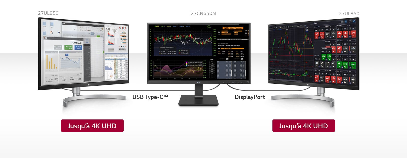 Installation à trois moniteurs avec deux moniteurs 27UL850