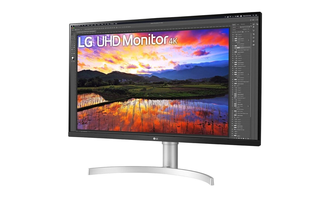 LG Moniteur IPS HDR UHD 4K (3840x2160) de 31,5 po, vue de côté de -15 degrés, 32UN650-W, thumbnail 2