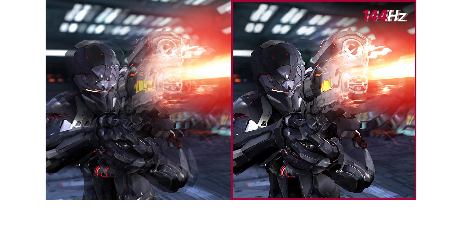 comparaison du Fluid Gaming Motion entre le mode conventionnel et le taux de rafraîchissement de 144 Hz