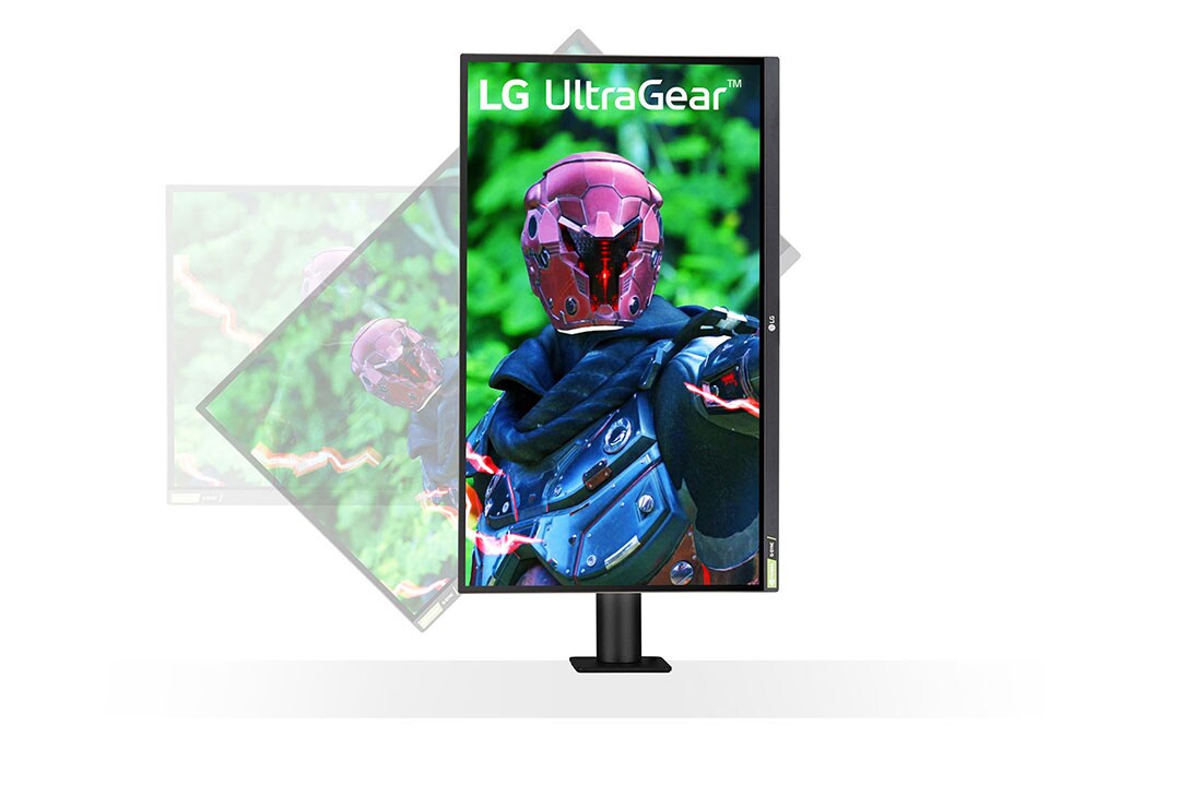 LG Moniteur de jeu (GtG) UltraGear™ Nano IPS 1ms ergonomique de 27 po, vue de face de l’écran avec un pivotement de +90 degrés, 27GN88A-B, thumbnail 7