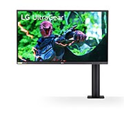 LG Moniteur de jeu (GtG) UltraGear™ Nano IPS 1ms ergonomique de 27 po, vue de face avec le bras du moniteur sur la droite, 27GN88A-B, thumbnail 1