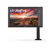 LG Moniteur IPS UHD 4K Ergo de 27&nbsp;pouces avec USB de type C™, vue de face avec bras du moniteur sur la droite, 27UN880-B, thumbnail 1