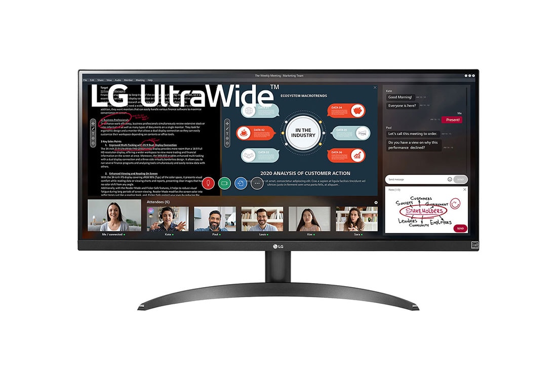 LG Moniteur IPS avec AMD FreeSync™ Full HD UltraWide™ 21:9 29”, vue avant, 29WP500-B