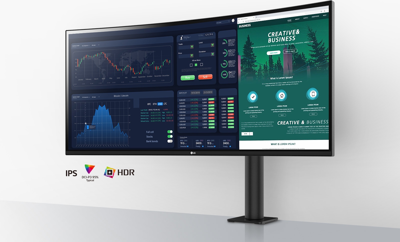 Modifiez et exécutez divers programmes avec le moniteur LG UltraWide™ QHD 21:9 de 34 pouces.