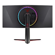 LG Moniteur de jeu de 34'' UltraGear™ Nano, IPS 1 ms, avec NVIDIA® G-SYNC® ULTIMATE, vue arrière avec les voyants multicolores allumés, 34GP950G-B, thumbnail 7