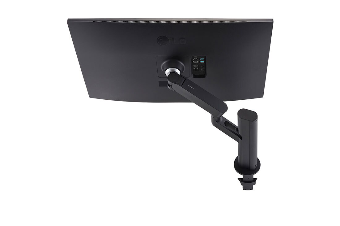 LG Moniteur IPS QHD Ergo de 31,5'' avec USB de type-C™, vue latérale arrière avec le bras du moniteur étendu vers la droite, 32QP880-B, thumbnail 14