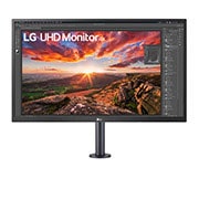 LG Écran IPS UHD 4K 27'' avec Ergo, vue de face avec le bras du moniteur au centre, 27UK580-B, thumbnail 2
