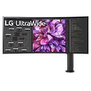 LG Moniteur Ergo incurvé UltraWide™ QHD+ 21:9 de 37,5 pouces (3840 x 1600), vue de face avec le bras du moniteur sur la droite, 38WQ88C-W, thumbnail 1