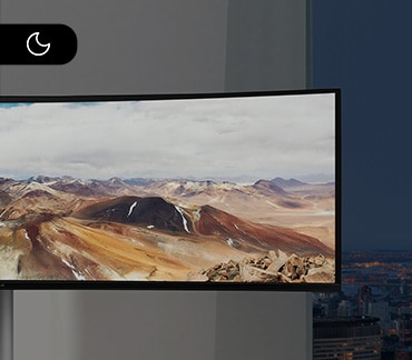 Scène en Mode Nuit. L’écran est plus sombre que celui du Mode Journée.