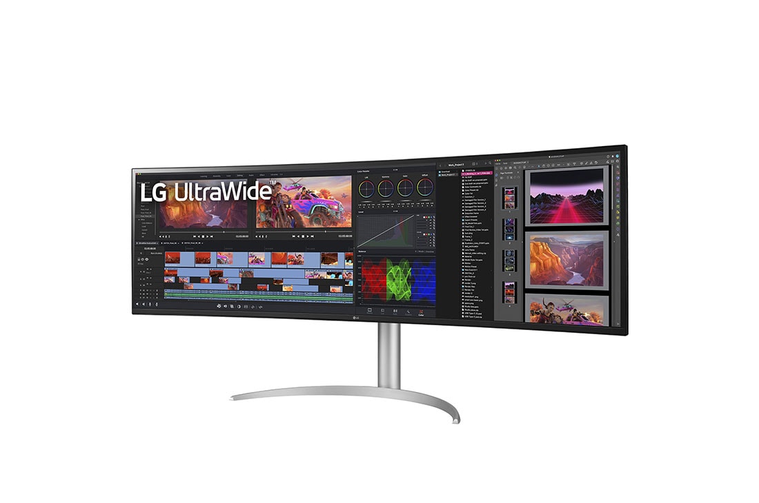 LG Moniteur LG UltraWide Dual QHD, vue de côté de -15 degrés, 49WQ95C-W, thumbnail 2