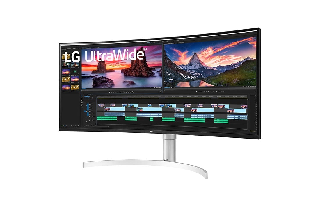 LG Moniteur incurvé UltraWide™ QHD+ de 38 pouces avec technologie Nano IPS, vue de côté de -15 degrés, 38WN95CP-W, thumbnail 2