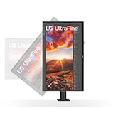LG Moniteur IPS UHD 4K Ergo de 27 pouces avec USB de type C™, vue latérale du moniteur pivoté dans la plage de 90˚, 27UN880P-B, thumbnail 7