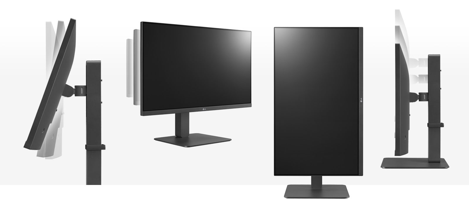 le moniteur présente un design ergonomique prenant en charge les options d’inclinaison, de rotation, de pivot et de réglage de hauteur