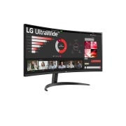 LG Moniteur 34'' 21:9 incurvé UltraWide™ QHD (3440x1440) Moniteur avec FreeSync™, vue latérale à +30 degrés, 34WR50QC-B, thumbnail 4