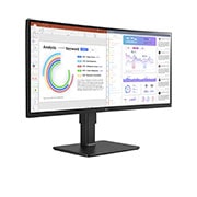 LG Moniteur IPS 34 po UltraWide™ WQHD (3440x1440) avec webcam et micro intégrés, vue latérale à +30 degrés, 34BQ77QC-B, thumbnail 7