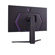 LG Moniteur pour jeu LG UltraGear™ UHD de 32” offrant une fréquence de rafraîchissement de 144 Hz, vue arrière en perspective avec lumières allumées, 32GR93U-B, thumbnail 10