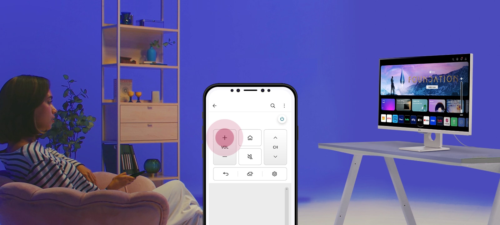 Grâce à l’application ThinQ, vous pouvez utiliser des fonctionnalités clés d’une télécommande.