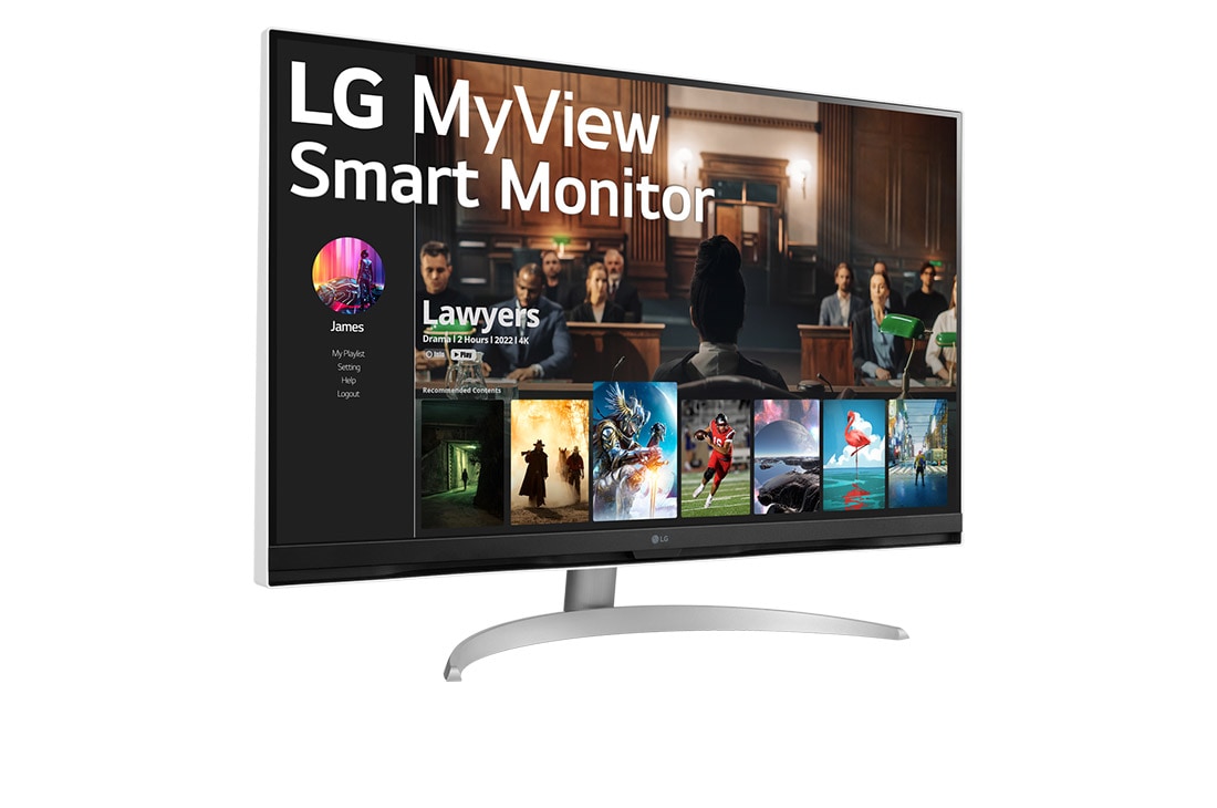 LG Moniteur intelligent UHD 4K avec webOS de 32 po, vue latérale à +15 degrés, 32SQ700S-W, thumbnail 3