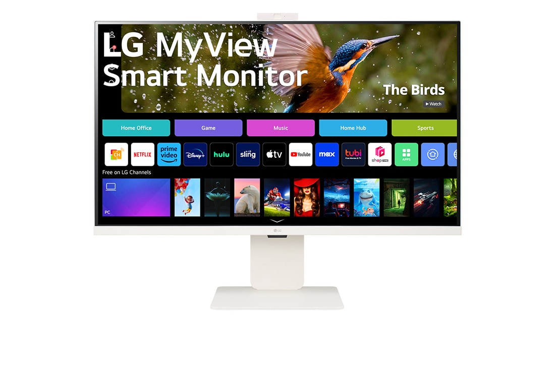 LG MyView Smart Monitor 4K UHD IPS 32 po avec webOS et webcam FHD intégrée, Vue de face avec webcam fermée, 32SR85U-W, thumbnail 3