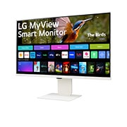 LG MyView Smart Monitor 4K UHD IPS 32 po avec webOS et webcam FHD intégrée, vue latérale à -15 degrés, 32SR85U-W, thumbnail 4