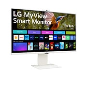 LG MyView Smart Monitor 4K UHD IPS 32 po avec webOS et webcam FHD intégrée, vue de côté à +15 degrés avec webcam, 32SR85U-W, thumbnail 7