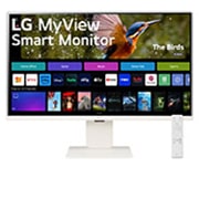 LG MyView Smart Monitor IPS 4K UHD 32 pouces avec webOS, vue de face avec webcam et télécommande, 32SR83U-W, thumbnail 1