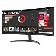 LG UltraWide Curved Monitor QHD de 34 pouces, vue de côté à -15 degrés, 34WR50QK-B, thumbnail 2