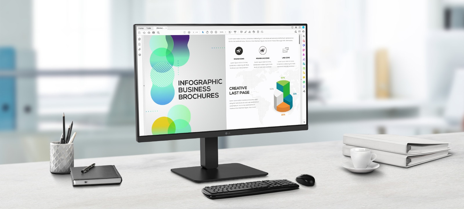 L'écran LG QHD (2560x1440) doté de la technologie IPS propose des couleurs claires et homogènes. Il peut offrir une reproduction des couleurs éclatante et permet aux utilisateurs de voir l’écran sous un grand angle.