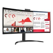 LG Client léger tout-en-un 34'' WQHD, vue latérale à +15 degrés avec webcam Full HD pousser-tirer, 34CR651N-6P, thumbnail 5